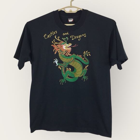 Screen Stars Best Vintage 90's Black Tee Castles & Dragons Graphic Glitt… - Picture 2 of 8